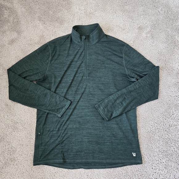 Vuori Men's Ease Performance Half Zip Long Sleeve Top Dark Green Color size XL - Picture 10 of 16